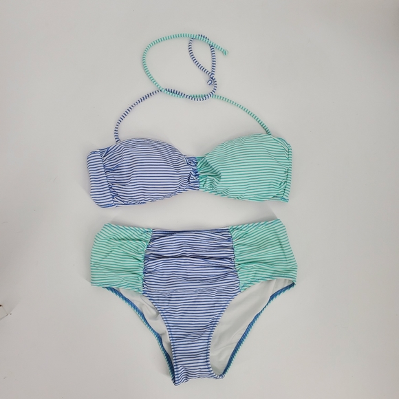 Victoria Secret Blue & White Striped Halter Bikini Set Sz. S - Picture 3 of 15